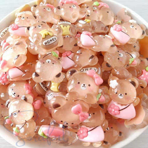 6種セット】いちご摘み&ハニーハントくまちゃん はちみつ クリア