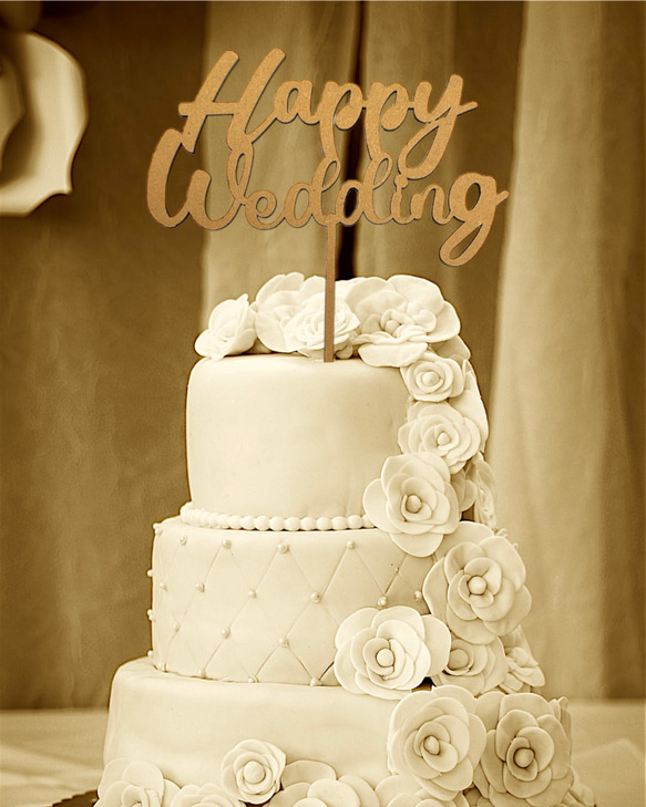 【ウェディング】ケーキトッパー(Happy Wedding) 7枚目の画像