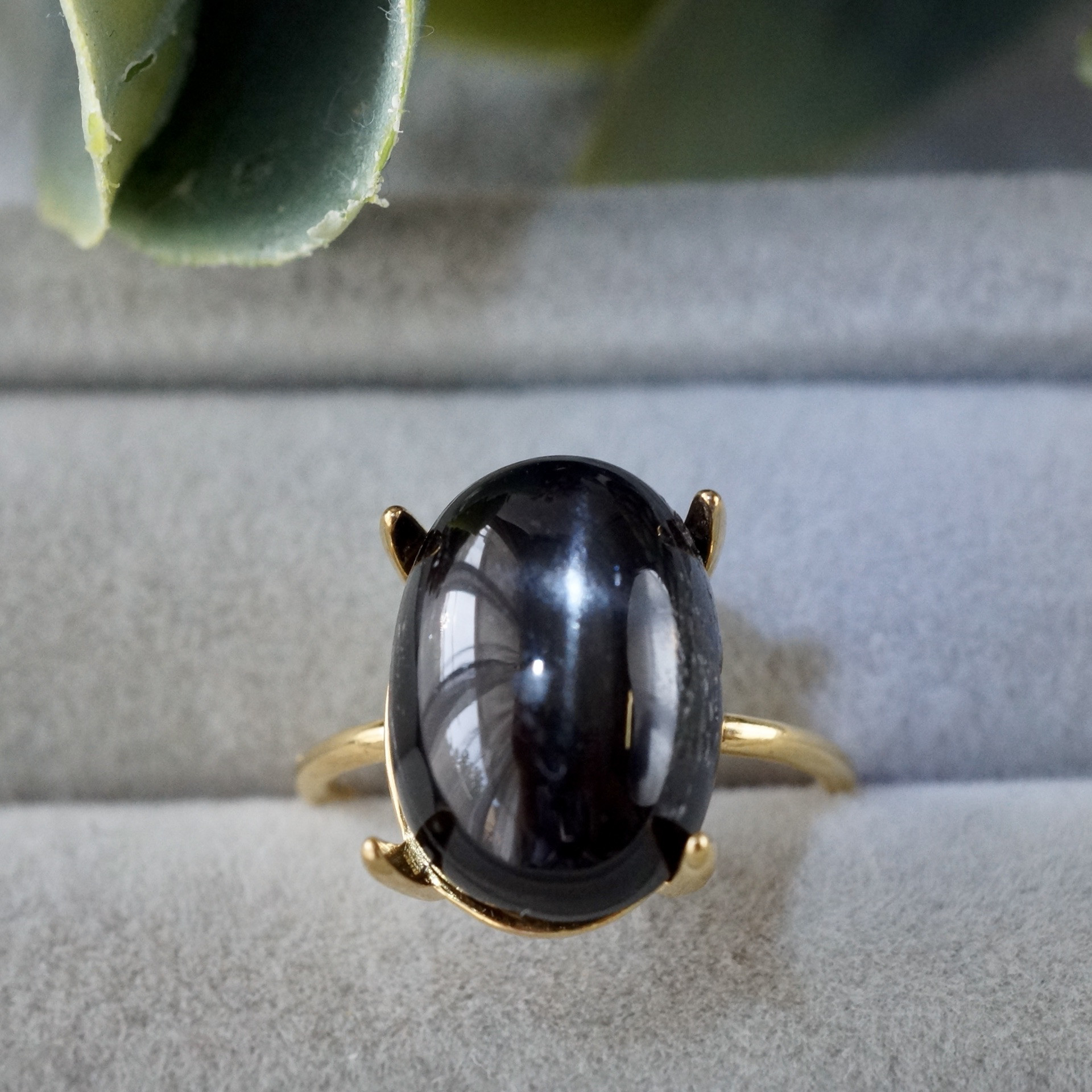 【受注制作・送料無料】再販　スターダイオプサイト　7号〜フリーサイズリング　シルバー925　14x10mm