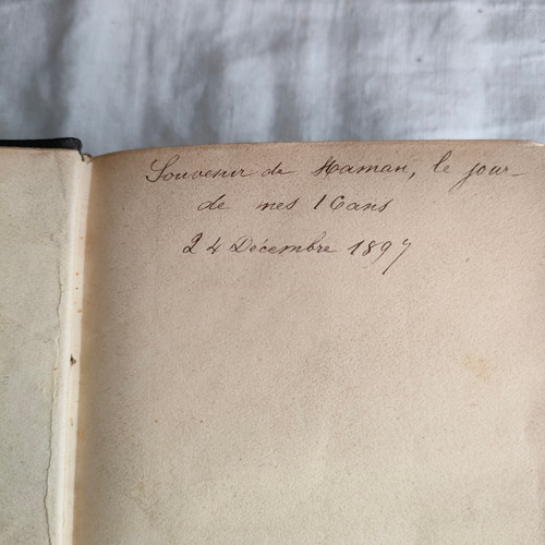 アンティーク洋書】Livre de piété : ダークブラウン革張り、天
