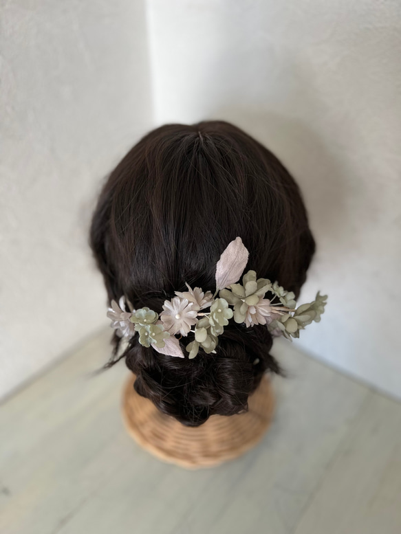 手染めの花 ☆ 布花の髪飾り 1枚目の画像