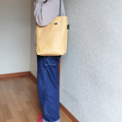 tatenaga tote　ミモザ✗グラスグリーン　ピッグスキンレザー 16枚目の画像