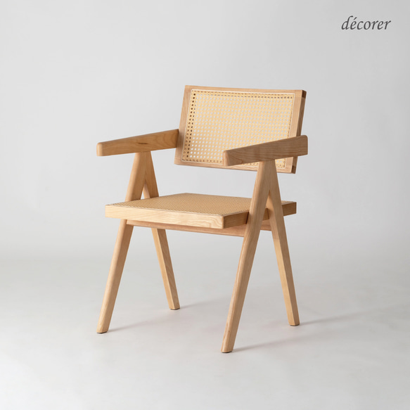天然木とラタンかごめ編みのチェア [1脚入 : 2色 ] 北欧スタイル 木製 無垢 編み 椅子 ダイニングチェア 2枚目の画像