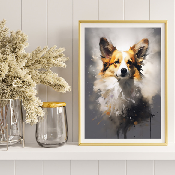 【KENSHIN (犬神) - ウェルシュコーギー犬 No.2】風水画 アートポスター 犬の絵 犬の絵画 8枚目の画像