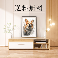 【KENSHIN (犬神) - ウェルシュコーギー犬 No.3】風水画 アートポスター 犬の絵 犬の絵画 4枚目の画像