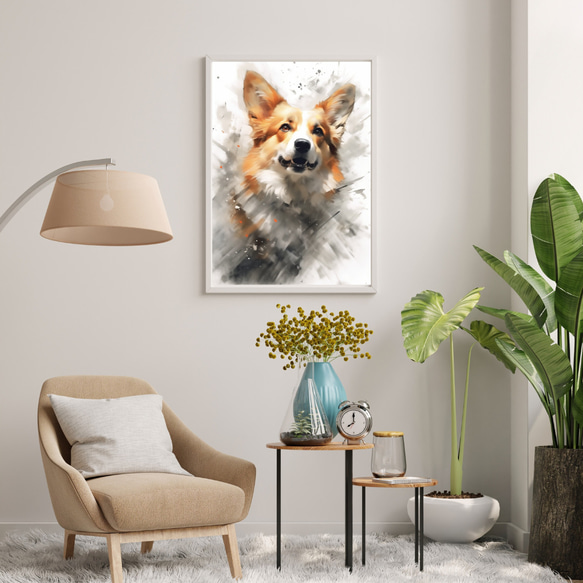 【KENSHIN (犬神) - ウェルシュコーギー犬 No.3】風水画 アートポスター 犬の絵 犬の絵画 7枚目の画像