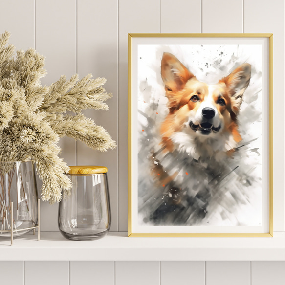 【KENSHIN (犬神) - ウェルシュコーギー犬 No.3】風水画 アートポスター 犬の絵 犬の絵画 8枚目の画像