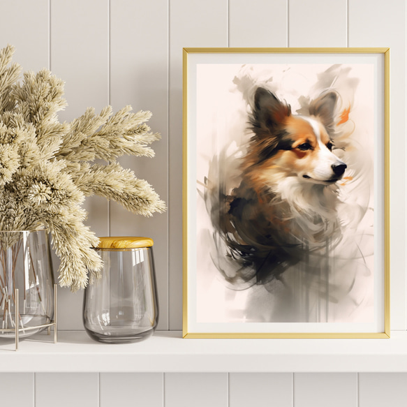 【KENSHIN (犬神) - ウェルシュコーギー犬 No.4】風水画 アートポスター 犬の絵 犬の絵画 8枚目の画像