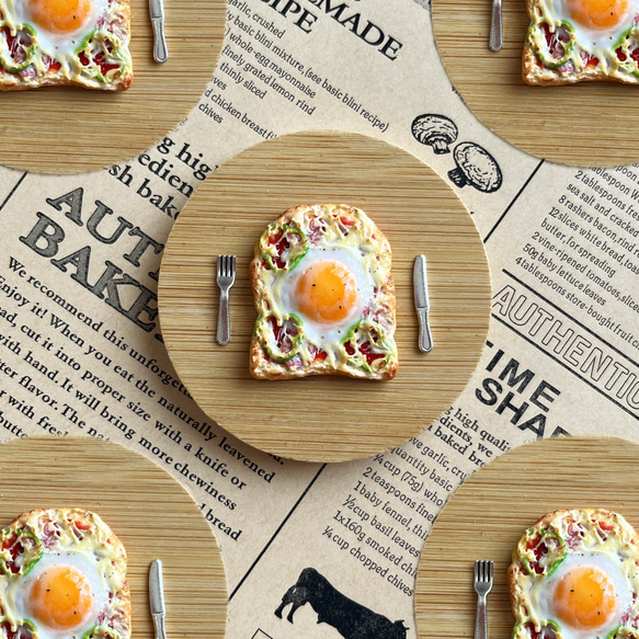 エッグピザトースト》 コンパクトミラー フェイクフード 食品サンプル