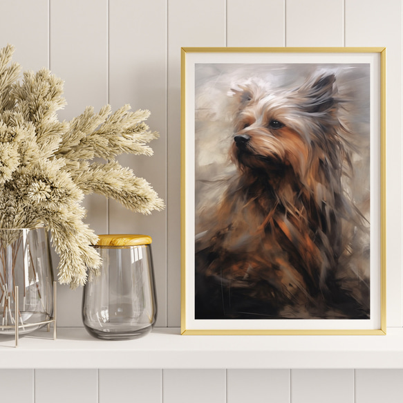 【KENSHIN (犬神) - ヨークシャーテリア犬 No.3】風水画 アートポスター 犬の絵 犬の絵画 8枚目の画像