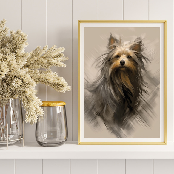 【KENSHIN (犬神) - ヨークシャーテリア犬 No.4】風水画 アートポスター 犬の絵 犬の絵画 8枚目の画像