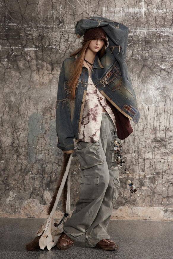 西部カウボーイの個性的なレトロなカジュアルデニムジャケット男女兼用 W211 10枚目の画像