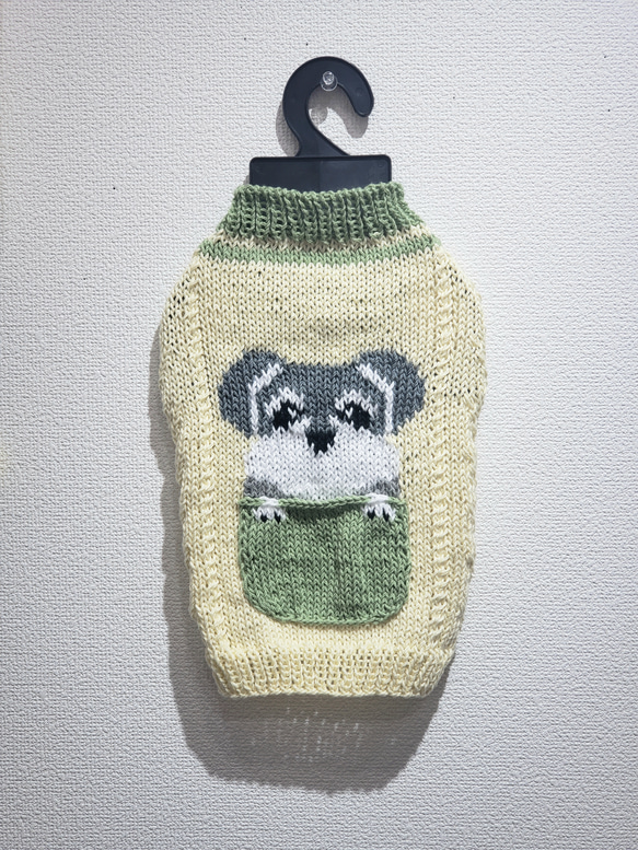 小型犬用手編み服　toto 犬服♪ポケットから顔を出すワンちゃんのサマーニット(小型犬