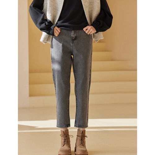 9分丈ジーパン 100%コットン 水洗い処理デニムパンツ グレー S-L#488