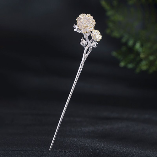 牡丹のかんざし - 華やかさと上品さを兼ね備えた特別なヘア