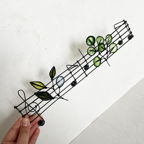 ディップの草花と音符の楽譜　ワイヤークラフト 3枚目の画像