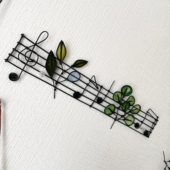 ディップの草花と音符の楽譜　ワイヤークラフト 9枚目の画像