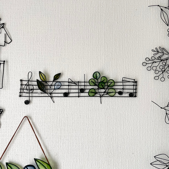 ディップの草花と音符の楽譜　ワイヤークラフト 6枚目の画像
