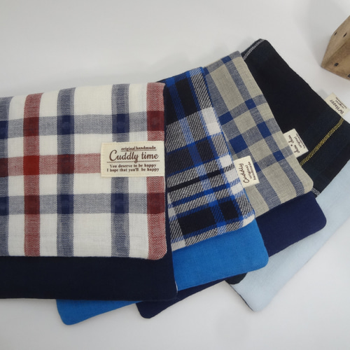 大きめ*チェック*やわらかガーゼハンカチ4枚セット ハンカチ・手ぬぐい  