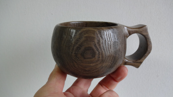 　神代タモの一木彫りコーヒーカップ　 14枚目の画像