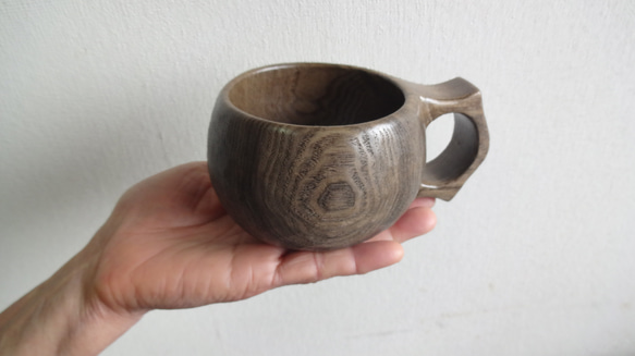 　神代タモの一木彫りコーヒーカップ　 3枚目の画像