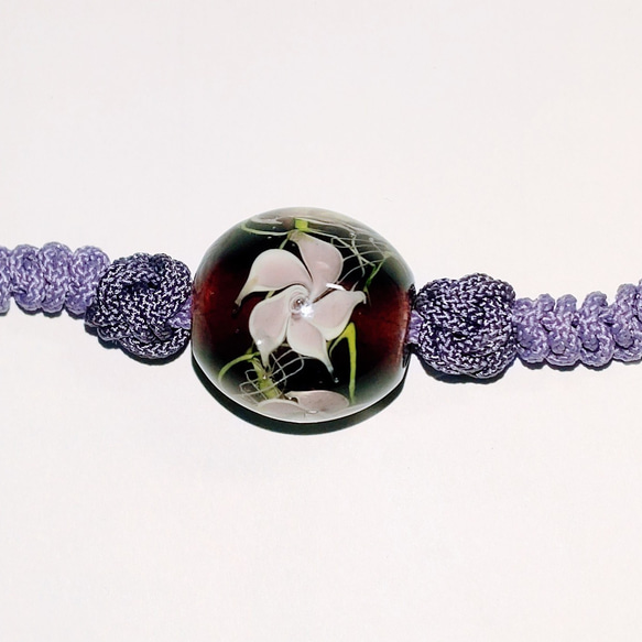 組紐ととんぼ玉のネックレス 紫 2枚目の画像