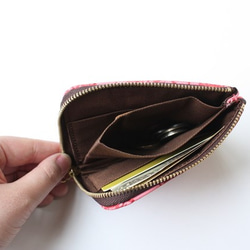 【ミラーゴールド】ゴートレザーのスリムなミニ財布　L字型 5枚目の画像