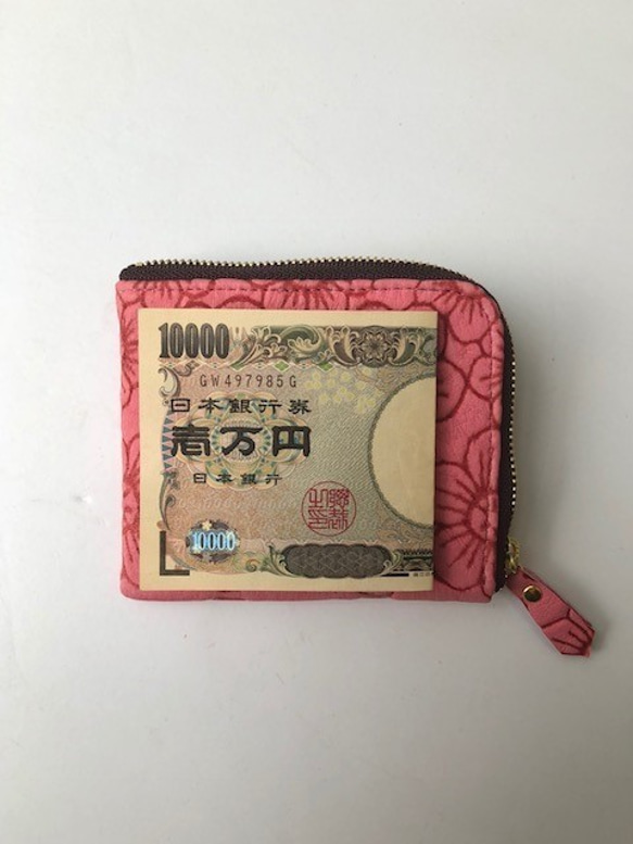 【ミラーゴールド】ゴートレザーのスリムなミニ財布　L字型 9枚目の画像