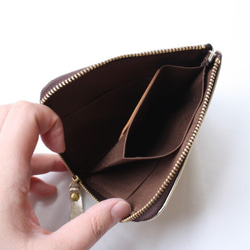 【ミラーゴールド】ゴートレザーのスリムなミニ財布　L字型 4枚目の画像
