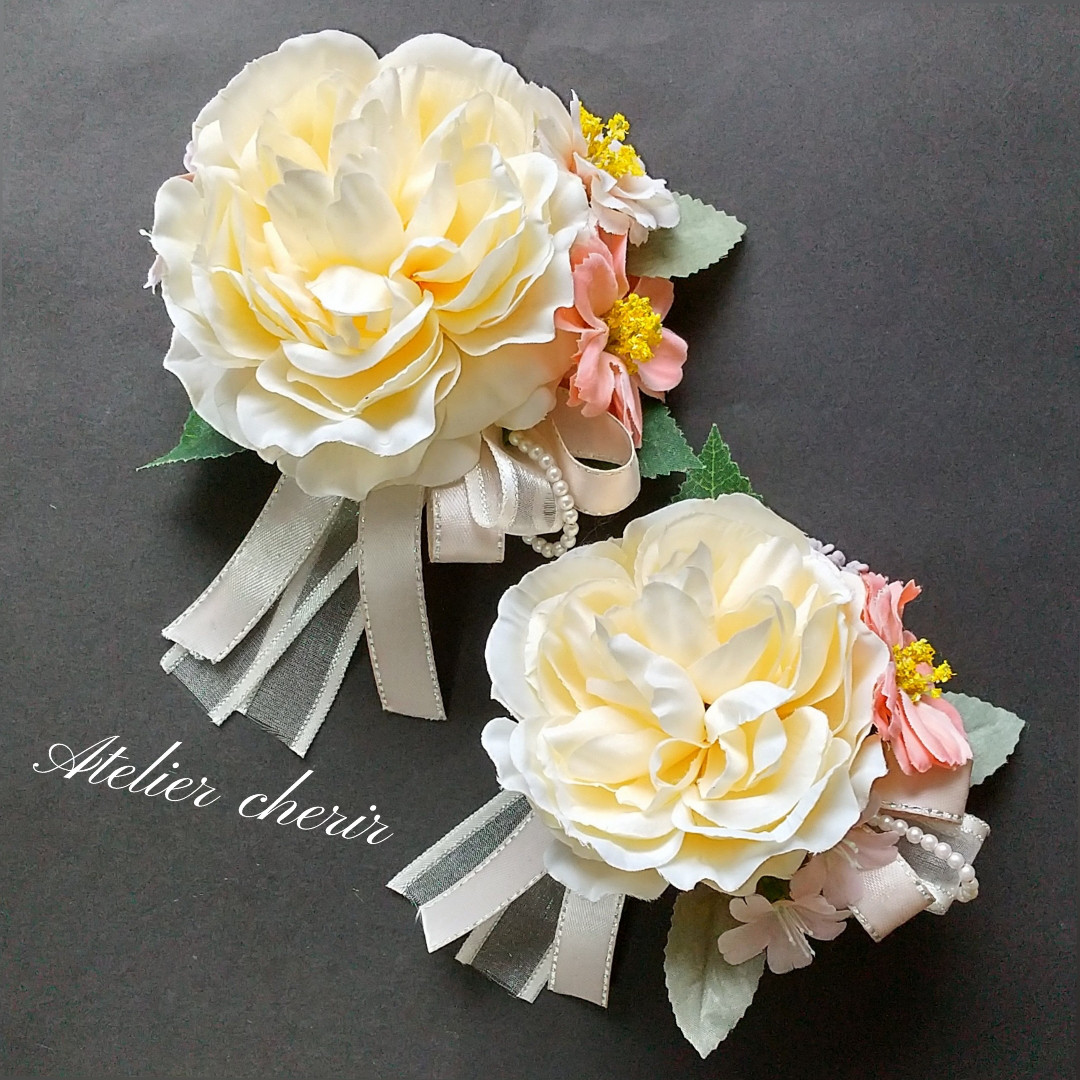 Rn-3【新作】春の フォーマル 親子 お揃いコサージュ ラナンキュラス　卒業式  入学式コサージュ