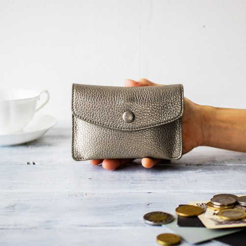 ハンドメイド、レザークラフト、コンパクト財布、イタリアレザー