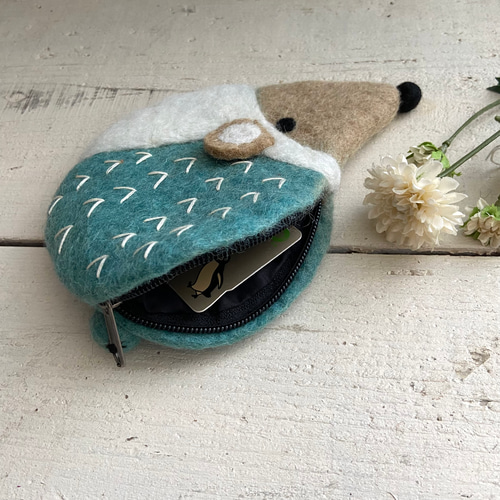 オリジナル 羊毛 フェルト ハリネズミ ポーチ ハンドメイド ポーチ orb