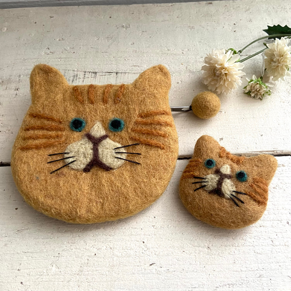 オリジナル 羊毛 フェルト 猫ちやん ネコ ねこ ブローチ ハンドメイド 8枚目の画像