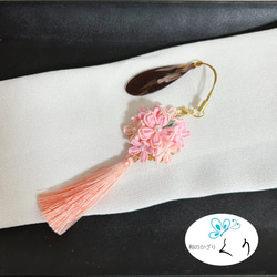 つまみ細工帯飾り　根付け　バックチャーム つまみ細工 根付け帯飾り 桜 バッグチャーム kuri.t 通販