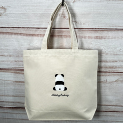 [免運費] 厚帆布厚手提袋，背面和內袋有熊貓刺繡 第5張的照片