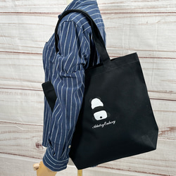 【送料無料】背中パンダの刺繍 内ポケット付き ヘヴィー キャンバス厚手 トートバッグ 7枚目の画像