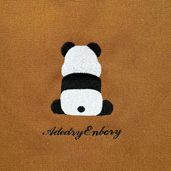 【送料無料】背中パンダの刺繍 内ポケット付き ヘヴィー キャンバス厚手 トートバッグ 4枚目の画像
