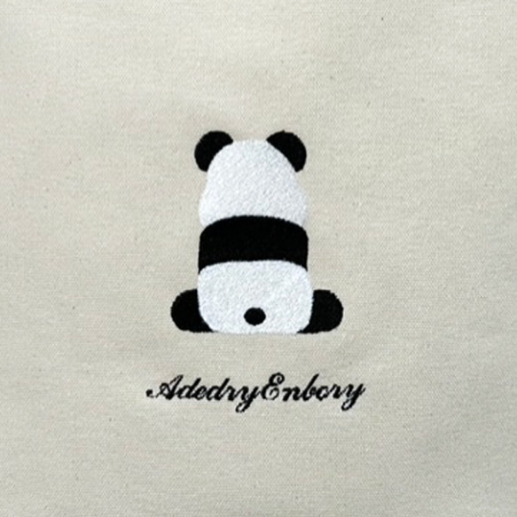 [免運費] 厚帆布厚手提袋，背面和內袋有熊貓刺繡 第6張的照片