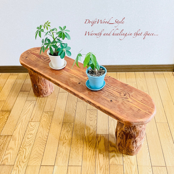 流木インテリア 一枚の流木板を使用した世界に一つだけのベンチ 一点物 フラワースタンド 椅子 スツール 木製 北欧 N7 6枚目の画像