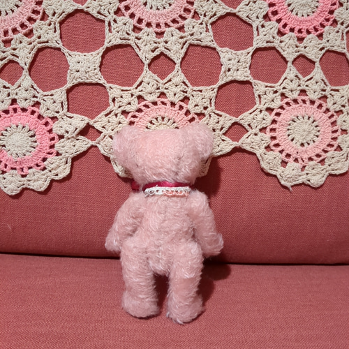 いちごオレ色の日本製モヘアのテディベア ぬいぐるみ iro-hana 通販