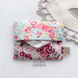 ★僅限 1 件★ Liberty 拼布粉色花卉圖案口袋紙巾盒 第3張的照片