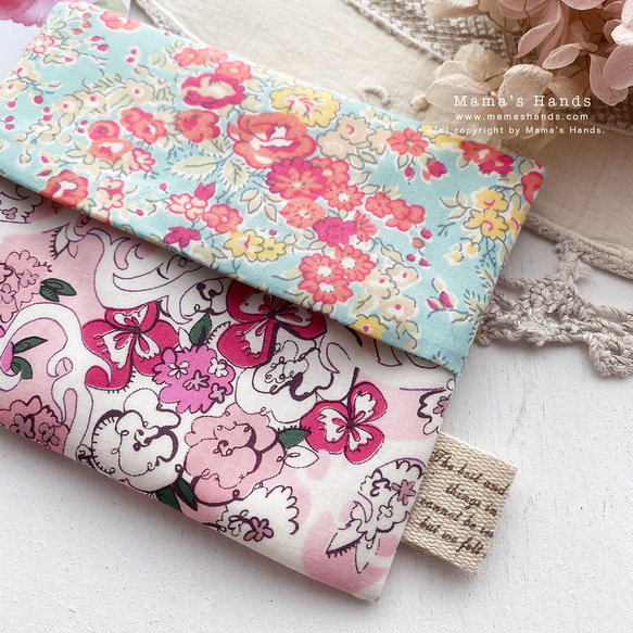 ★僅限 1 件★ Liberty 拼布粉色花卉圖案口袋紙巾盒 第5張的照片