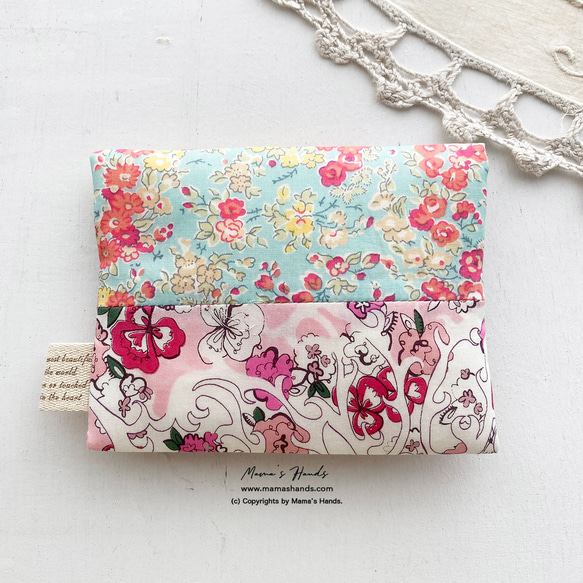 ★僅限 1 件★ Liberty 拼布粉色花卉圖案口袋紙巾盒 第2張的照片