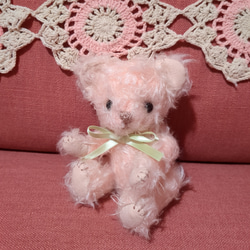 いちごオレ色の日本製モヘアのテディベア ぬいぐるみ iro-hana 通販