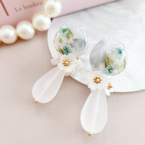 ♡桜とLeafが爽やかSpring猫ちゃんピアス♡