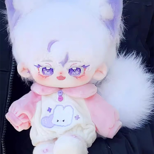 20cm ぬいぐるみ　着せ替え 20cmぬいぐるみ 着せ替えぬいぐるみ 白髪紫目の狐少年 耳付き しっぽ