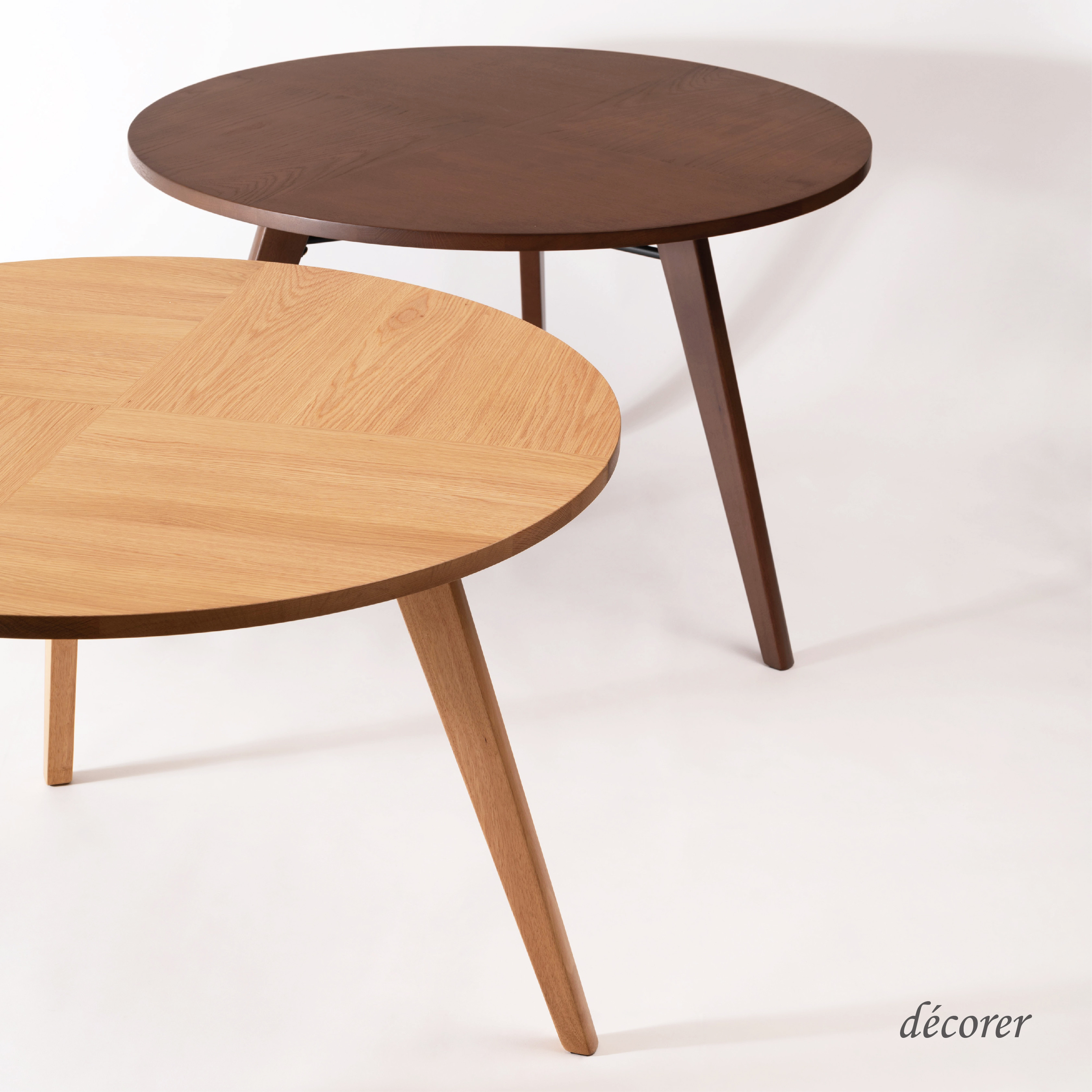 オーク材のラウンドテーブル [ 直径110cm :2色 ] シンプル設計 円卓 丸 ダイニングテーブル 天然突板 木製