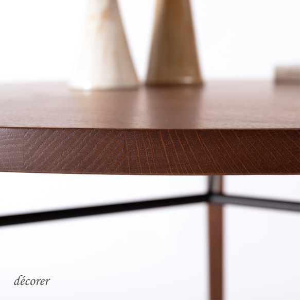 オーク材のラウンドテーブル [ 直径110cm :2色 ] 北欧スタイル 円卓 丸 ダイニングテーブル 天然突板 木製 10枚目の画像