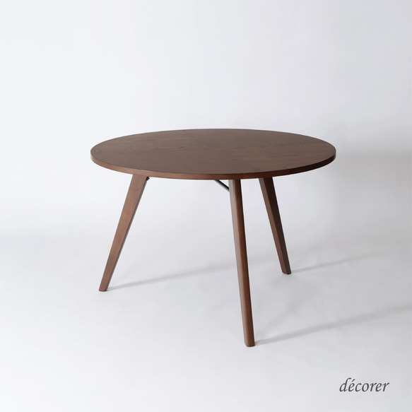 オーク材のラウンドテーブル [ 直径110cm :2色 ] 北欧スタイル 円卓 丸 ダイニングテーブル 天然突板 木製 2枚目の画像