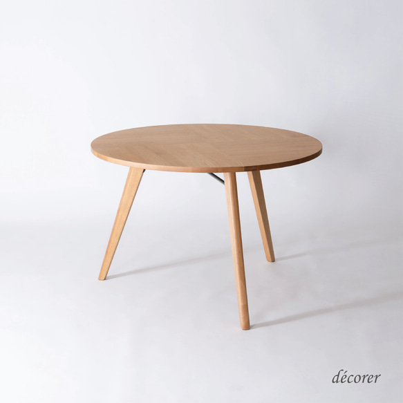 オーク材のラウンドテーブル [ 直径110cm :2色 ] 北欧スタイル 円卓 丸 ダイニングテーブル 天然突板 木製 2枚目の画像